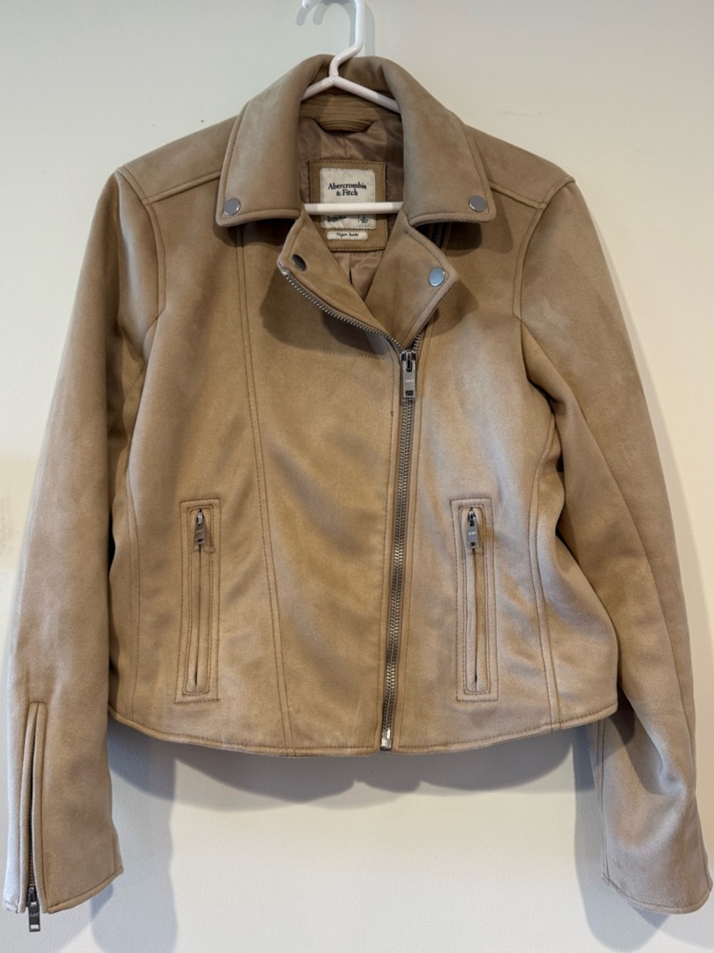 Abercrombie & Fitch Women's Beige Suede Moto Jacket